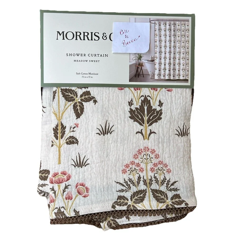 Morris & Co Meadow Sweet Shower Curtain Soft Cotton Matelasse Textured Fabric